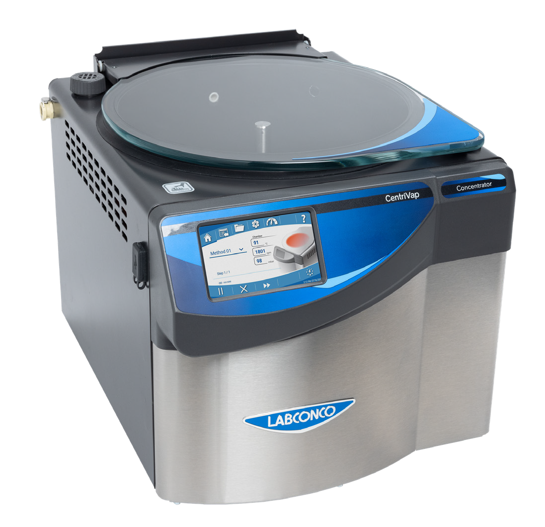 Przygotowanie próbek 4 Koncentrator próżniowy Labconco CentriVap Pro Vacuum Concentrator z wyświetlaczem i pokrywą z przezroczystego szkła.