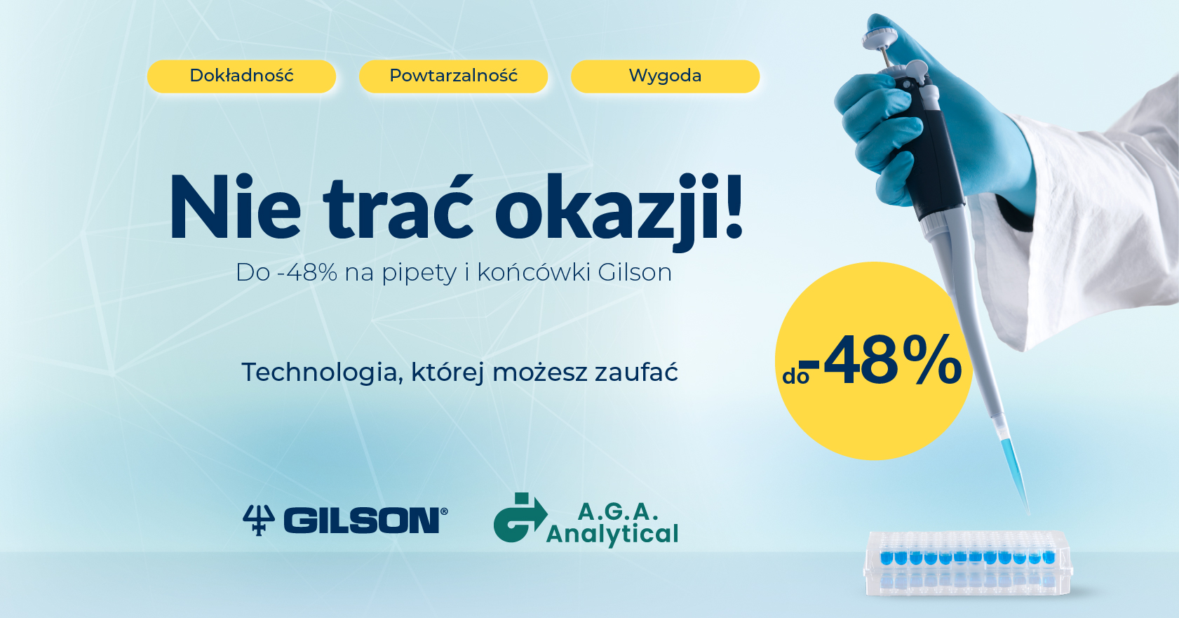 Promocja na pipety automatyczne oraz końcówki Gilson – taniej nawet o 48% 1 Promocja na pipety laboratoryjne i końcówki Gilson – tańsze nawet o 48%