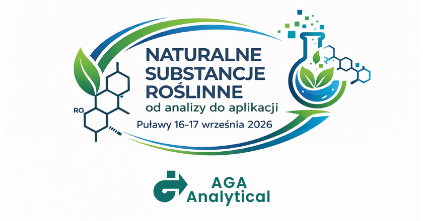 Grafika konferencji Naturalne Substancje Roślinne od analizy do aplikacji w Puławach z logo AGA Analytical.